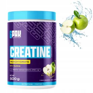 6PAK CREATINE MONOHYDRATE 500 g + TAURYNA - SIŁA,MASA,REGENERACJA - JABŁKO