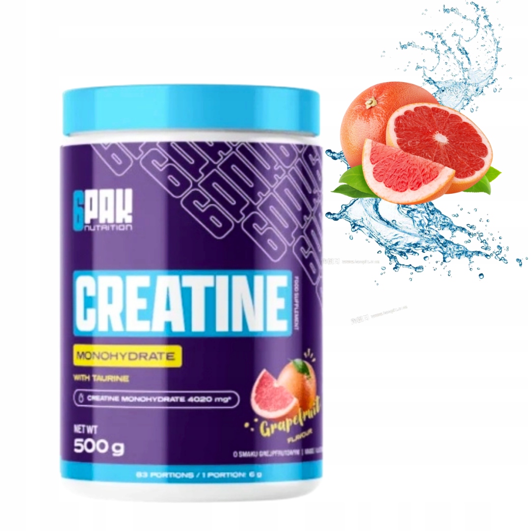 6PAK CREATINE MONOHYDRATE 500 g + TAURYNA - SIŁA,MASA,REGENERACJA GREJPFRUT