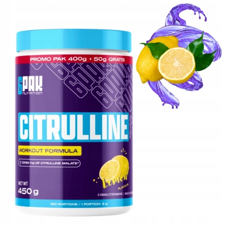 6PAK NUTRITION CYTRULINA 450g POMPA-LEPSZA WYDOLNOŚĆ-REGENERACJA - CYTRYNA
