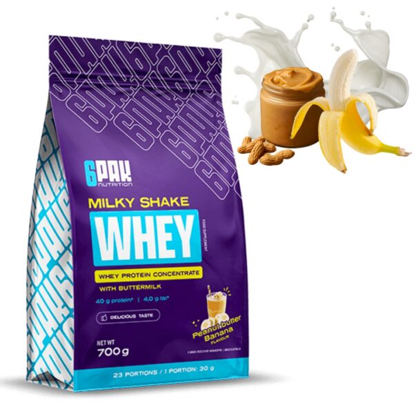 6PAK NUTRITION MILKY SHAKE WHEY 700g BIAŁKO WPC - MASŁO ORZECHOWE Z BANANEM