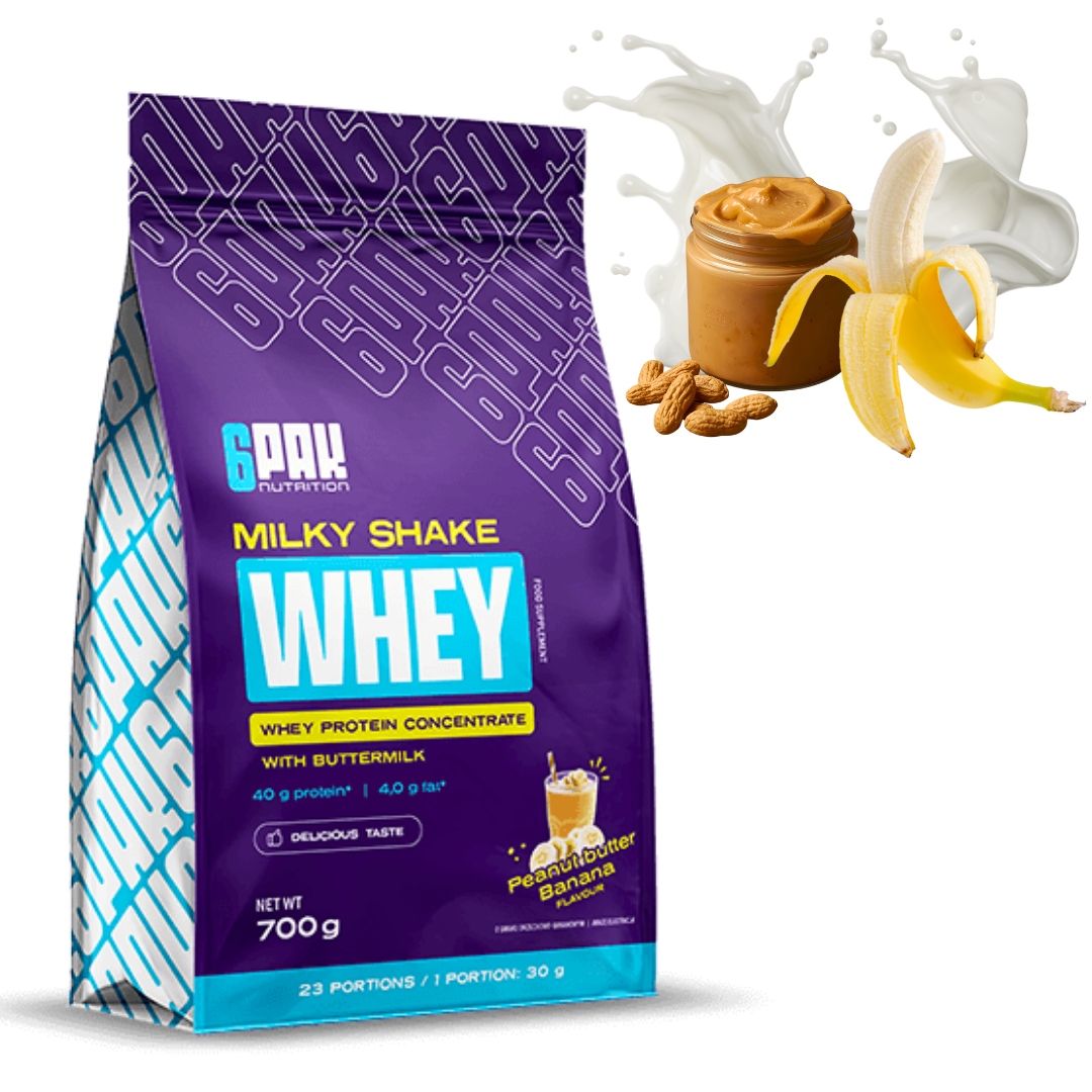 6PAK NUTRITION MILKY SHAKE WHEY 700g BIAŁKO WPC - MASŁO ORZECHOWE Z BANANEM
