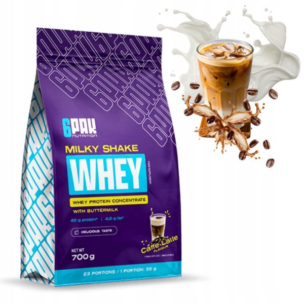 6PAK NUTRITION MILKY SHAKE WHEY 700g BIAŁKO WPC ODŻYWKA - KAWA MROŻONA