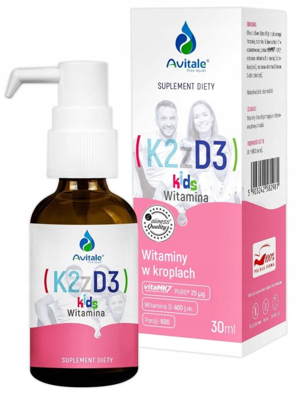 Aliness Avitale Witamina K2 (25 mcg) D3 (400IU) KIDS 30ml dla dzieci