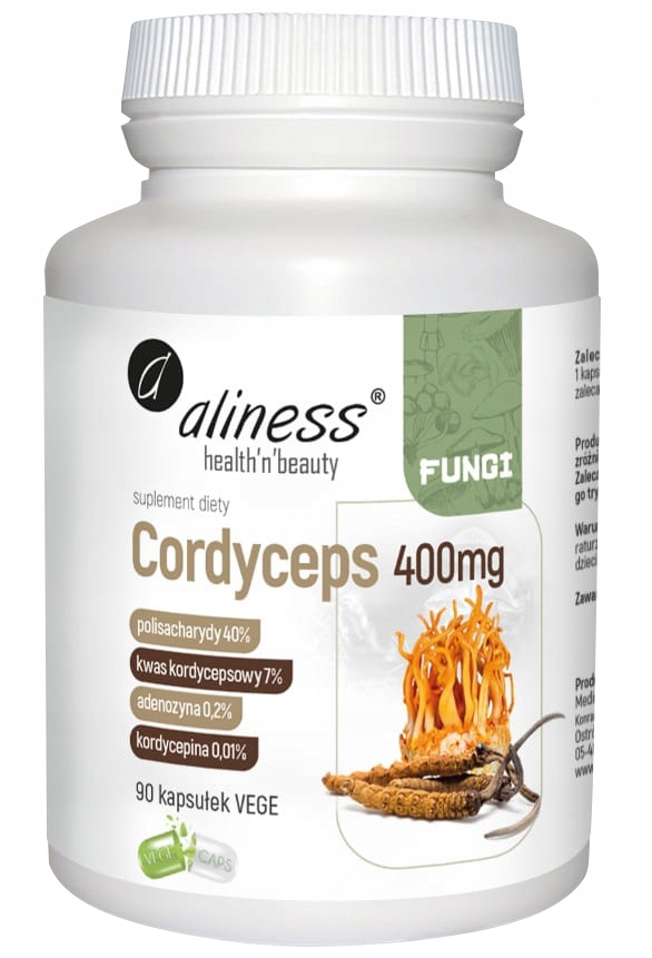 ALINESS CORDYCEPS 400mg 90 VEGE caps.ENERGIA - ODPORNOŚĆ - NASTRÓJ - LIBIDO
