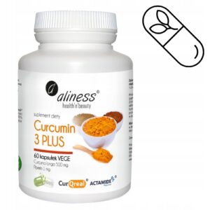 ALINESS CURCUMIN 3 PLUS 500mg 60 kaps KURKUMA MOCNY EKSTRAKT - CZYSTY SKŁAD