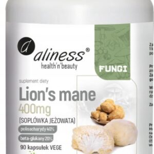 ALINESS Lion's Mane 400 mg 90 VEGE caps. - SOPLÓWKA JEŻOWATA - ADAPTOGEN