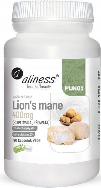 ALINESS Lion's Mane 400 mg 90 VEGE caps. - SOPLÓWKA JEŻOWATA - ADAPTOGEN