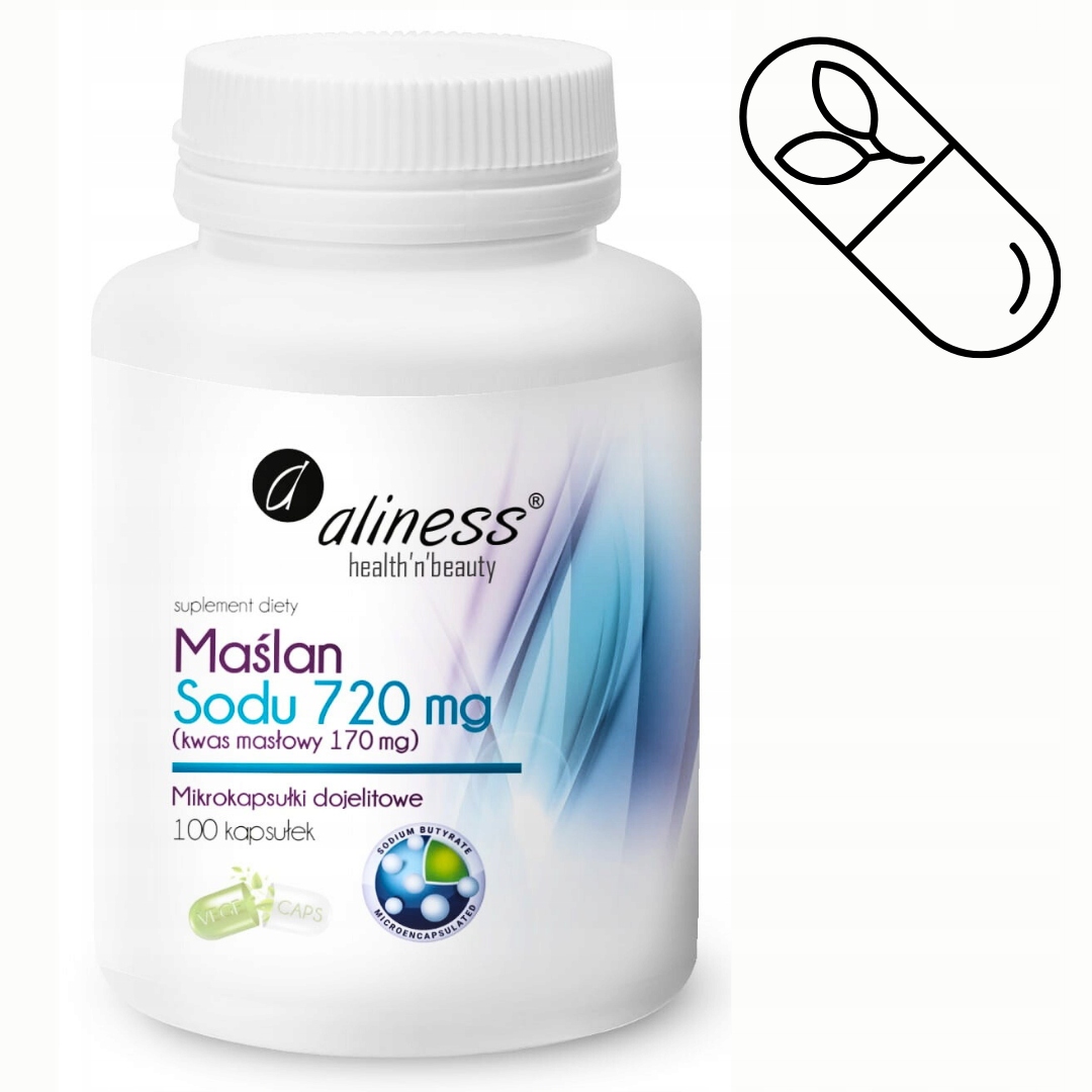 ALINESS MAŚLAN SODU 720 mg 100 kapsułek ZDROWE JELITA / SPRAWNE TRAWIENIE