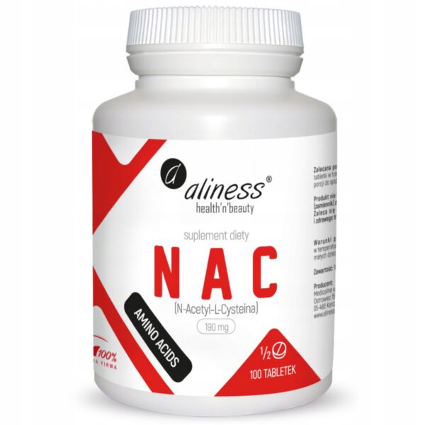 ALINESS NAC 190mg N-Acetyl-L-Cysteina 100tab.WĄTROBA - DETOKS - REGENERACJA