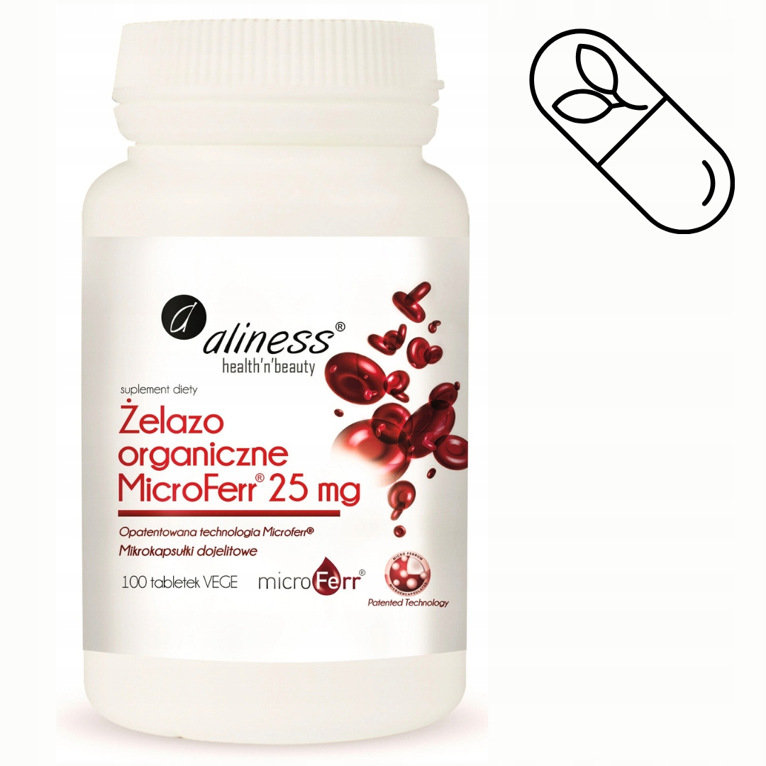 ALINESS ŻELAZO ORGANICZNE MICROFERR 25 mg 100 kapsułek