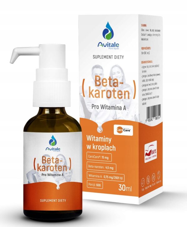 AVITALE BETA - KAROTEN 30 ml CZYSTY NATURALNY BETA-KAROTEN W KROPLACH