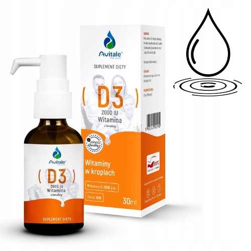 AVITALE Witamina D3 2000 IU z Lanoliny Olive 30ml ODPORNOŚĆ - ZĘBY - KOŚCI