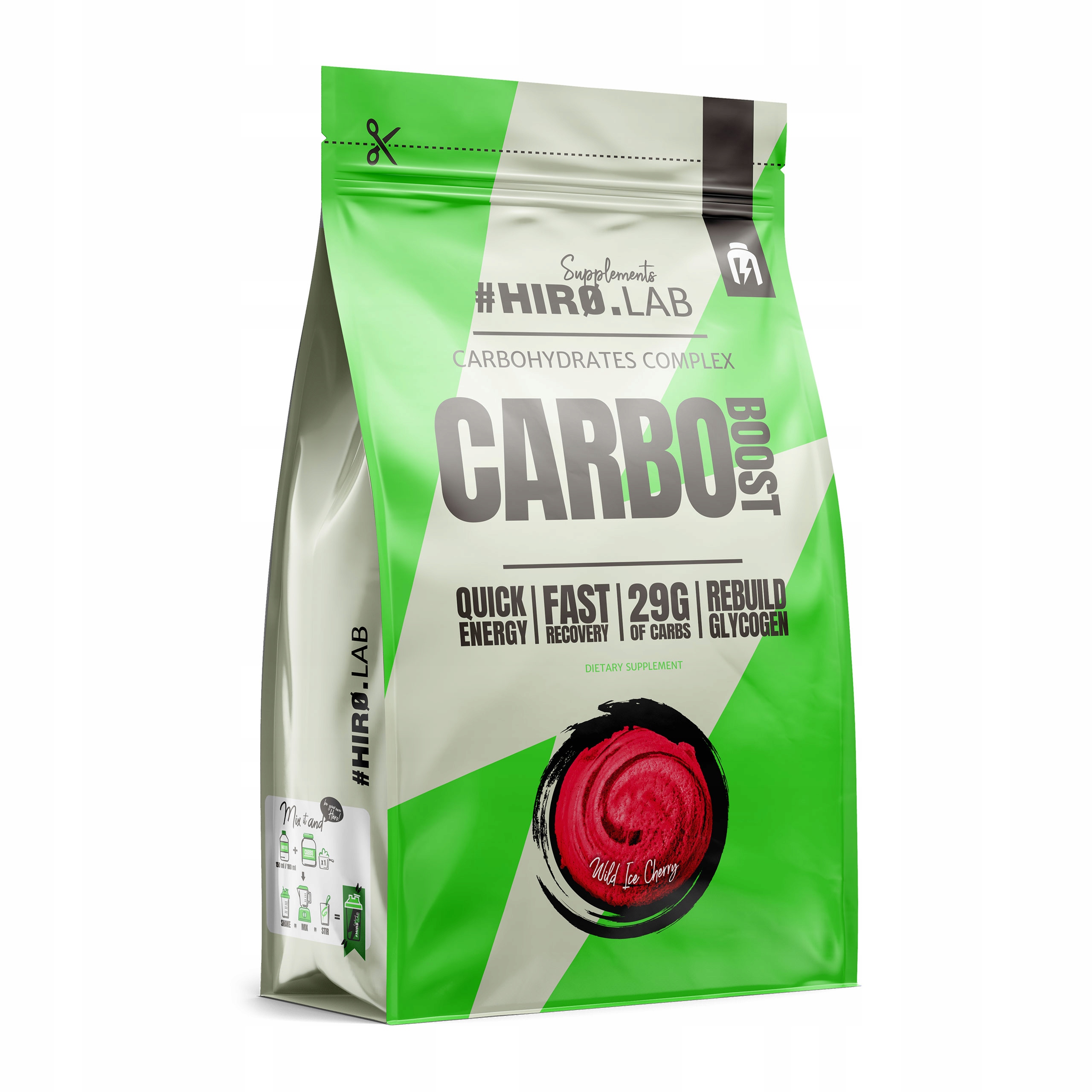 HIRO.LAB CARBO BOOST 1000g WĘGLOWODANY - SZYBKA DAWKA ENERGII - WIŚNIA