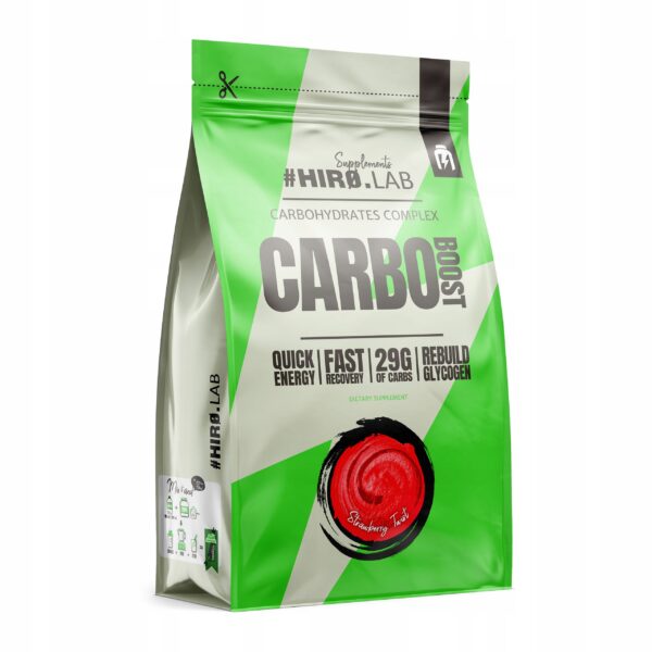 HIRO.LAB CARBO BOOST 1000g WĘGLOWODANY - SZYBKA DAWKA ENERGII - TRUSKAWKA