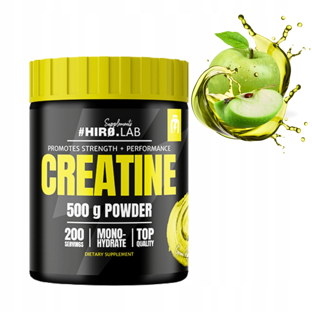 HIRO.LAB CREATINE 500 g KREATYNA MONOHYDRAT SIŁA / REGENERACJA - JABŁKO