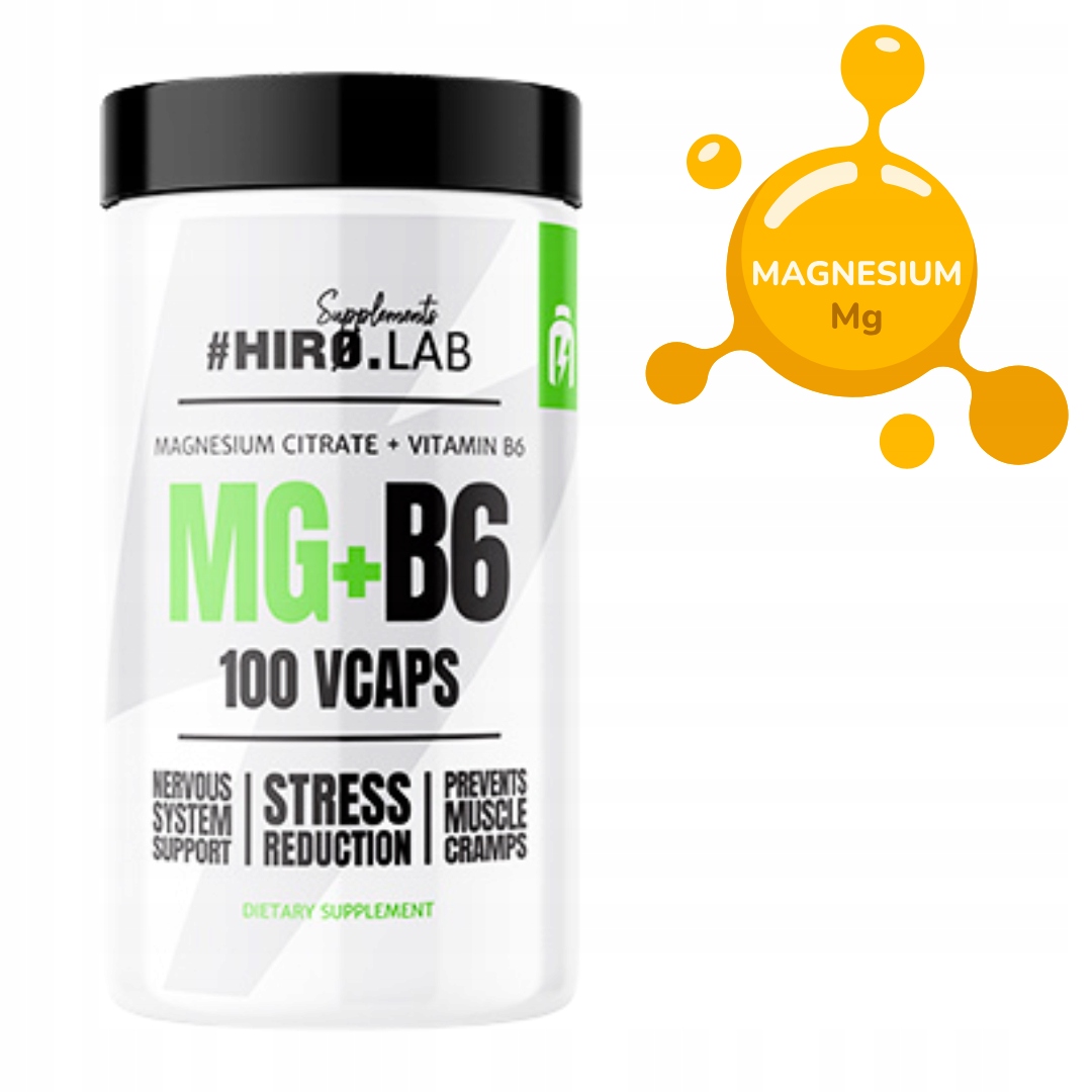 HIRO.LAB MG+B6 100cap. MAGNEZ CYTRYNIAN UKŁAD NERWOWY - STRES - REGENERACJA