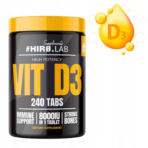 HIRO.LAB Witamina D3 8000 IU 240 tab. ODPORNOŚĆ - KOŚCI - SAMOPOCZUCIE