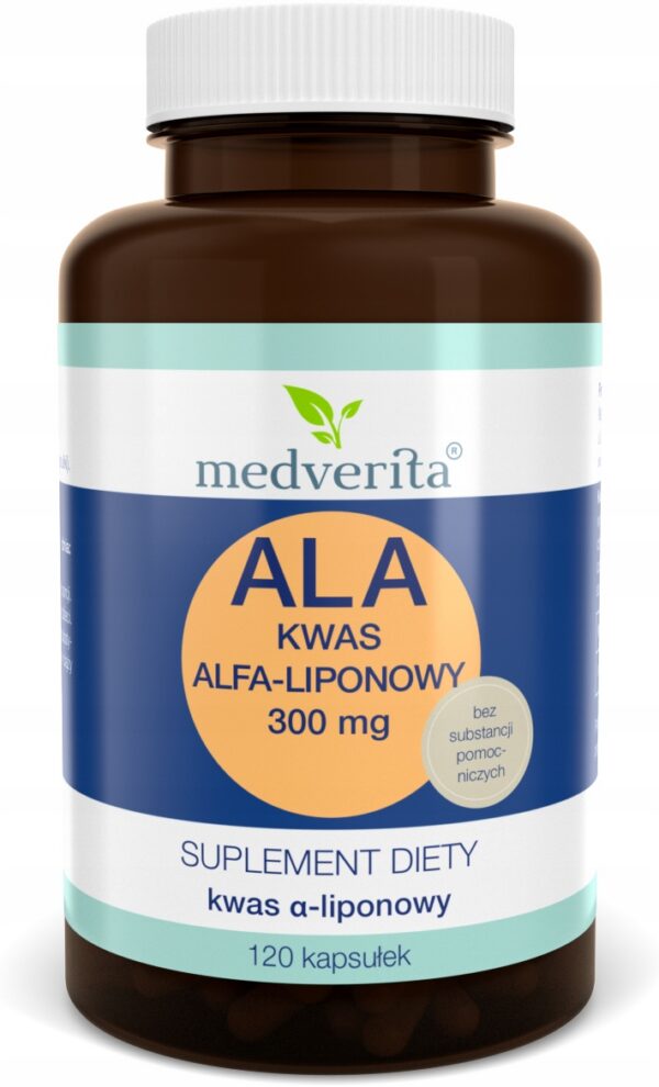 MEDVERITA ALA KWAS ALFA-LIPONOWY 300mg 120kaps.POZIOM CUKRU - UKŁAD NERWOWY