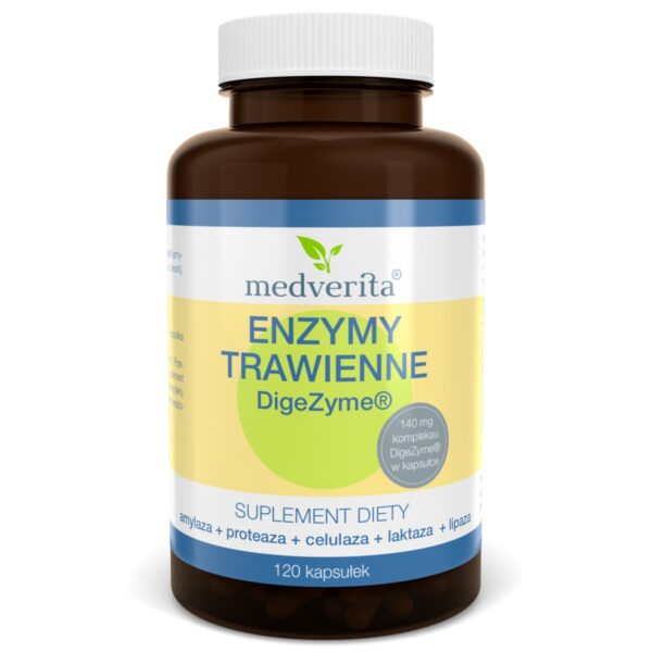 MEDVERITA ENZYMY TRAWIENNE 140 mg 120 caps.LEPSZE TRAWIENIE - JELITA