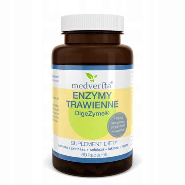 MEDVERITA ENZYMY TRAWIENNE 140 mg 60 caps.LEPSZE TRAWIENIE - JELITA