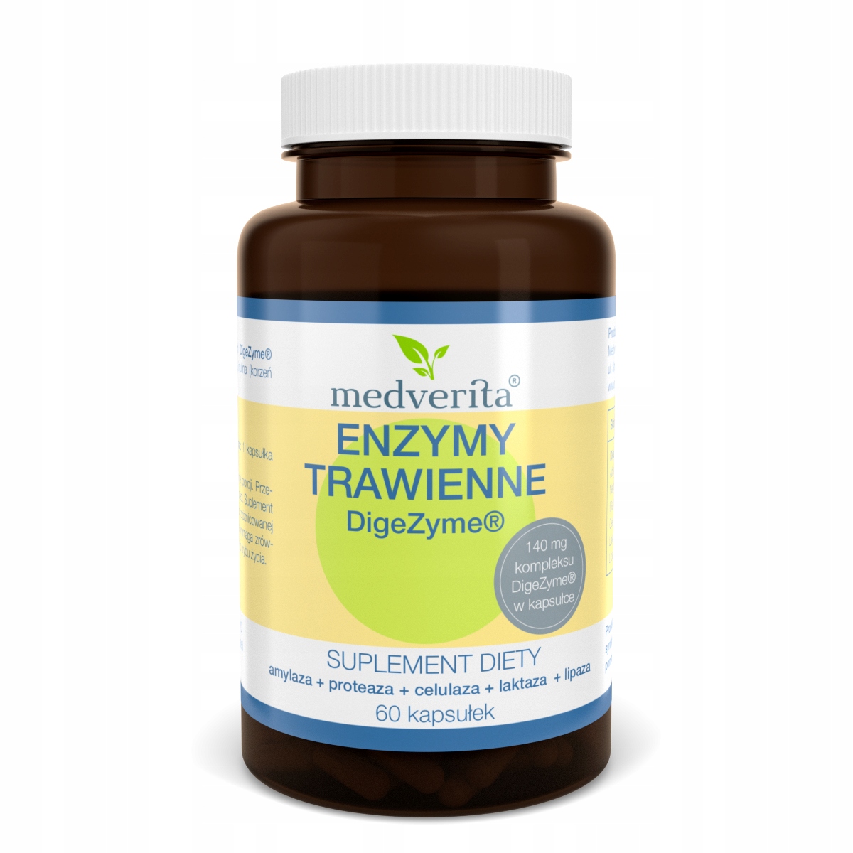 MEDVERITA ENZYMY TRAWIENNE 140 mg 60 caps.LEPSZE TRAWIENIE - JELITA