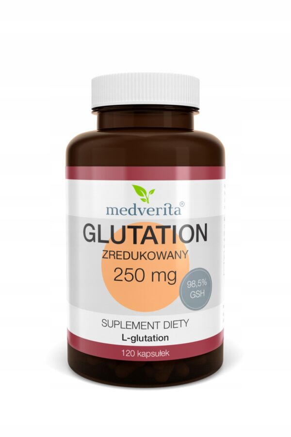 MEDVERITA GLUTATION ZREDUKOWANY 250 mg 120caps.USUWANIE TOKSYN - ODPORNOŚĆ