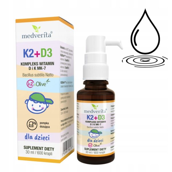 MEDVERITA K2+D3 KIDS 30 ml KROPLE - DLA DZIECI - ZDROWE KOŚCI - ODPORNOŚĆ