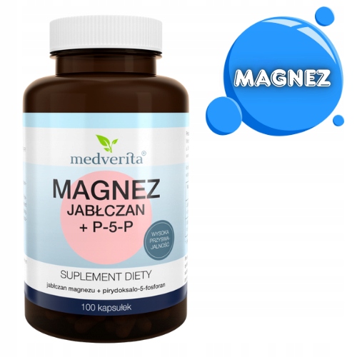 MEDVERITA MAGNEZ JABŁCZAN + P-5-P 100 kaps. ENERGIA - REGENERACJA MIĘŚNI