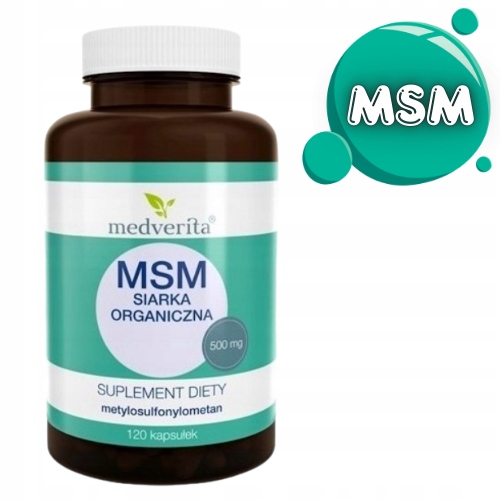 MEDVERITA MSM SIARKA ORGANICZNA 500mg 120kaps.STANY ZAPALNE - STAWY - SKÓRA