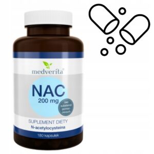 MEDVERITA NAC 200 mg 180 kaps.N-ACETYLOCYSTEINA - WĄTROBA - PCOS - DETOKS