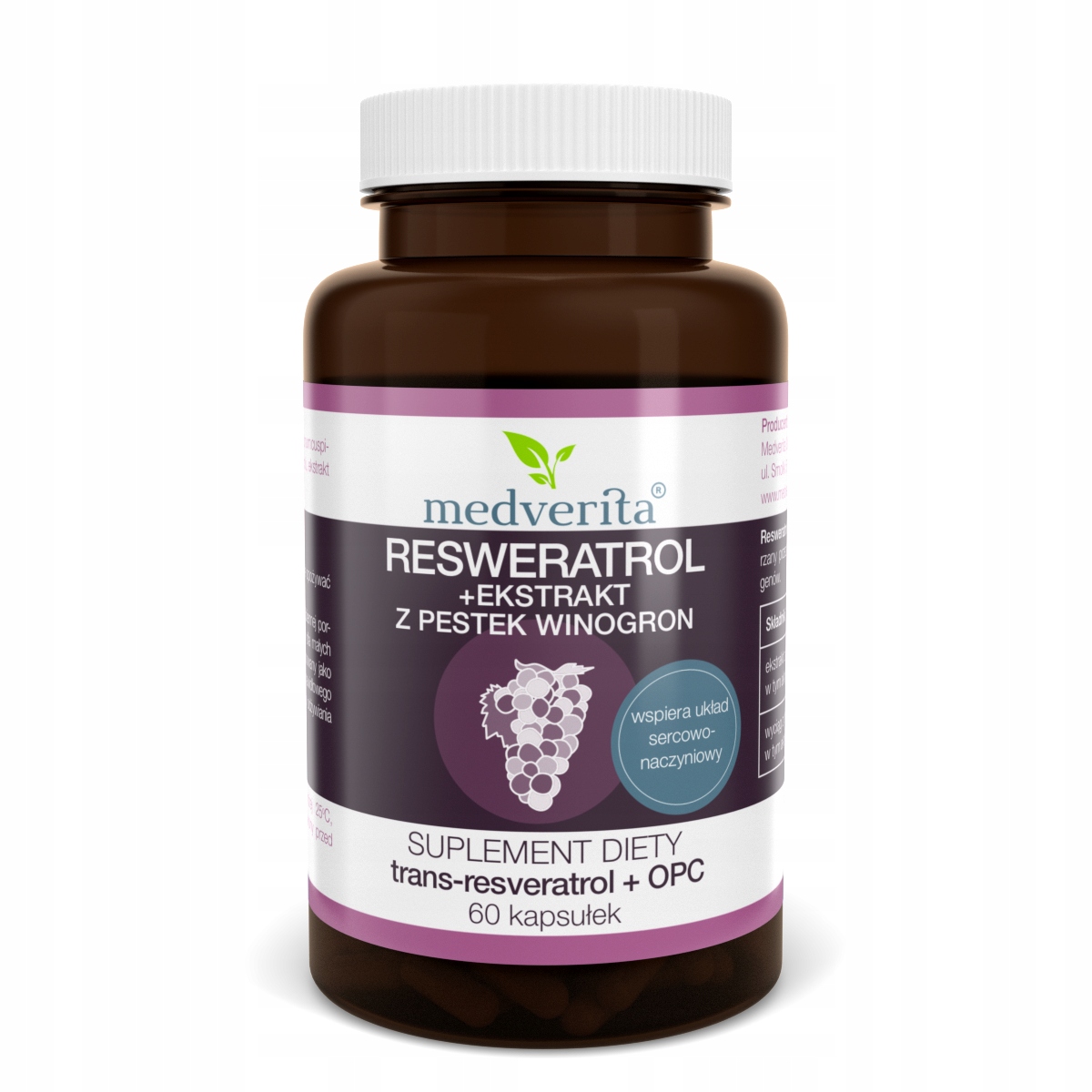 MEDVERITA RESWERATROL + PPC 60kaps.CIŚNIENIE CHOLERSTEROL ZAKRZEPY MÓZG