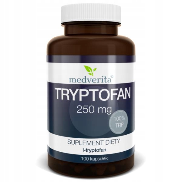 MEDVERITA TYPTOFAN 250 mg 100kaps.SEN - NASTRÓJ - STRES - UKŁAD NERWOWY