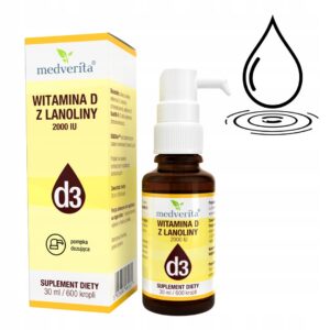 MEDVERITA Witamina D z LANOLINY 30 ml KROPLE - ODPORNOŚĆ - KOŚCI - ZĘBY