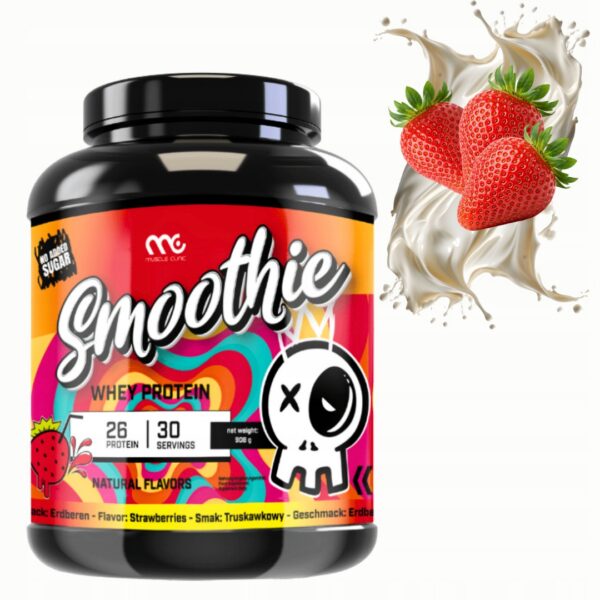 MUSCLE CLINIC BIAŁKO SMOOTHIE WPC WHEY PROTEIN 908 g - TRUSKAWKA