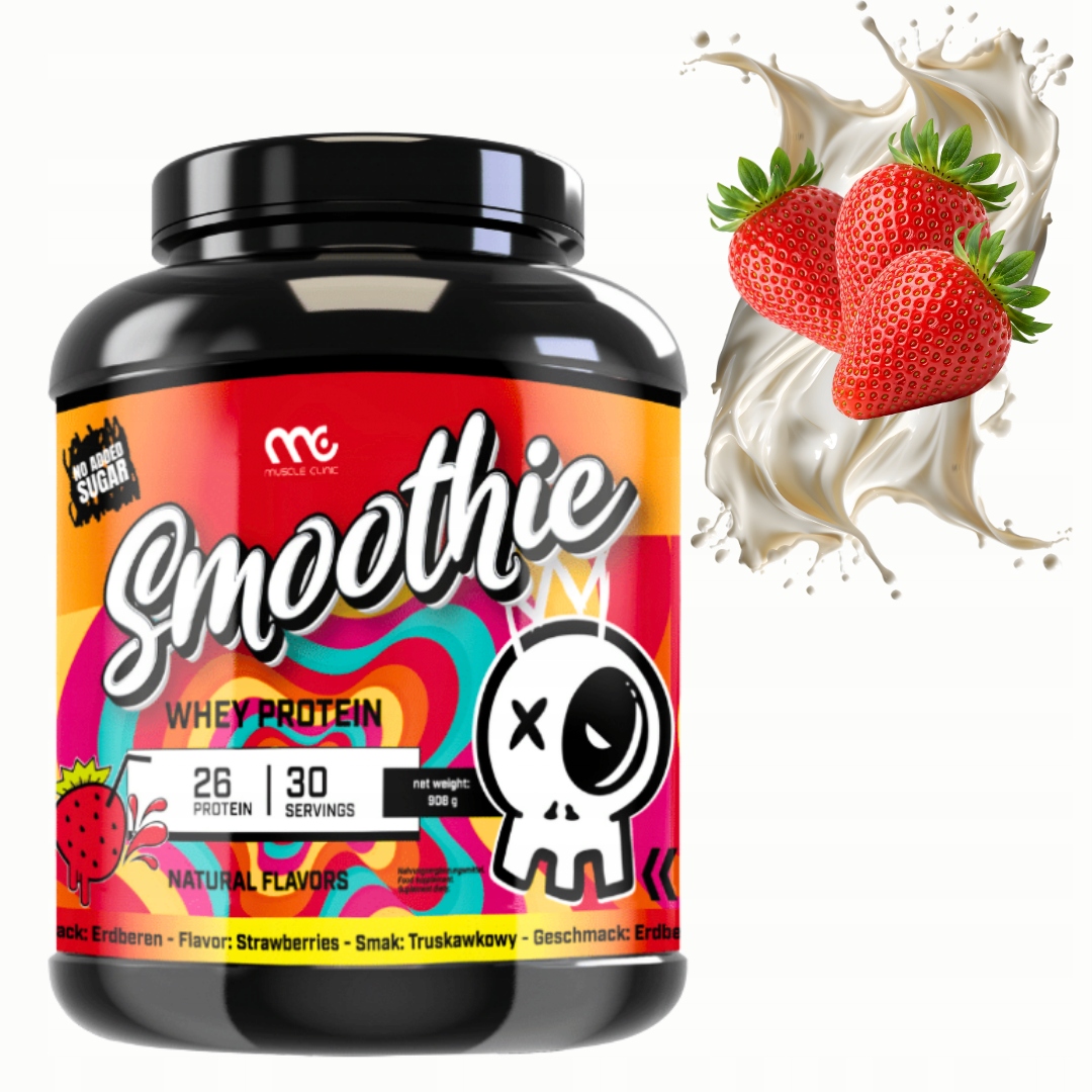 MUSCLE CLINIC BIAŁKO SMOOTHIE WPC WHEY PROTEIN 908 g - TRUSKAWKA