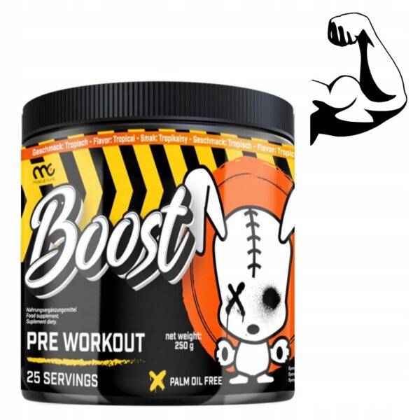 MUSCLE CLINIC BOOST PRE-WORKOUT 250 g PRZEDTRENINGÓWKA POMPA TROPIKALNY