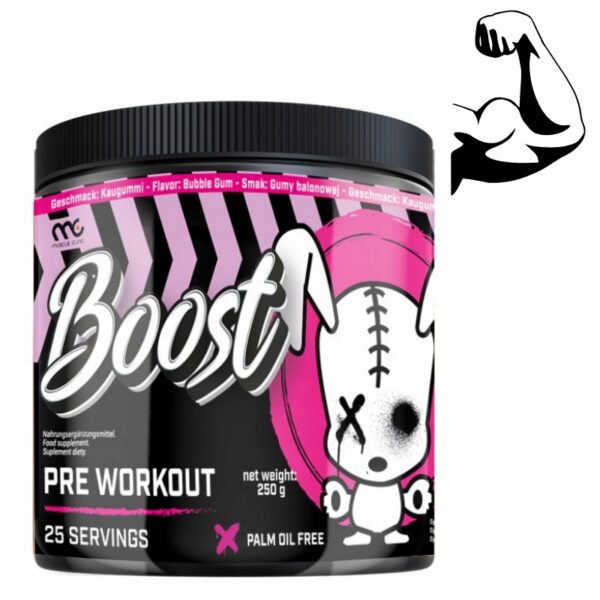 MUSCLE CLINIC BOOST PRE-WORKOUT 250 g PRZEDTRENINGÓWKA POMPA GUMA BALONOWA