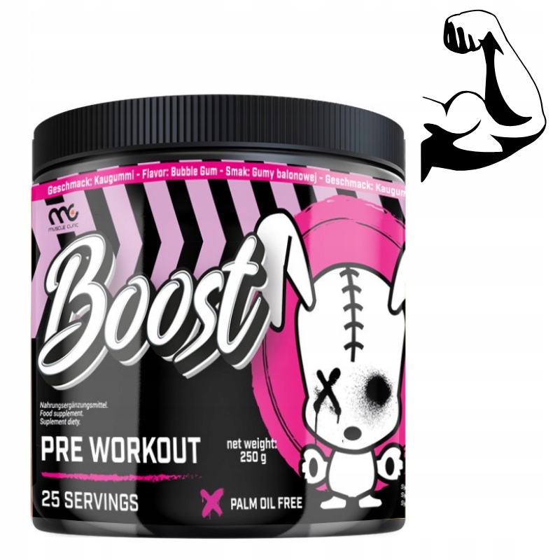 MUSCLE CLINIC BOOST PRE-WORKOUT 250 g PRZEDTRENINGÓWKA POMPA GUMA BALONOWA