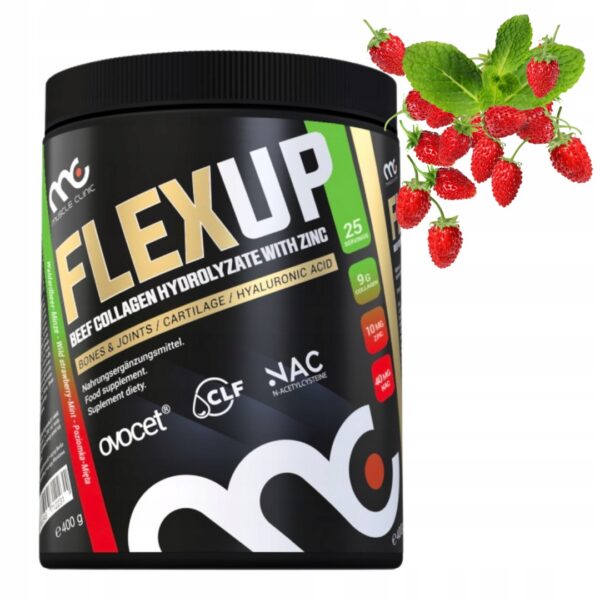 MUSCLE CLINIC FLEX UP 400g ZDROWE STAWY -ŚCIĘGNA - KOŚCI - POZIOMKA MIĘTA