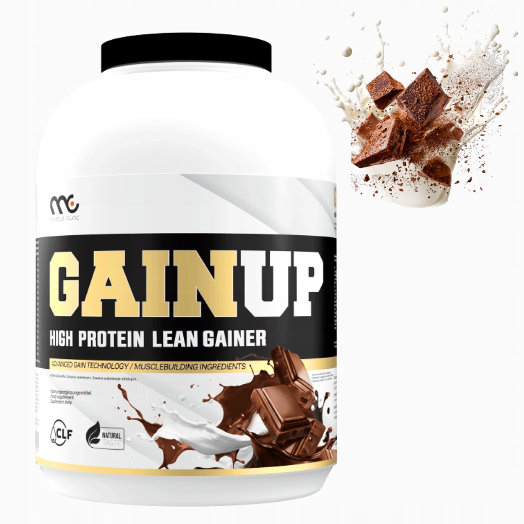 MUSCLE CLINIC GAINUP 3000 g GAINER BIAŁKO + WĘGLOWODANY BEZ CUKRU CZEKOLADA