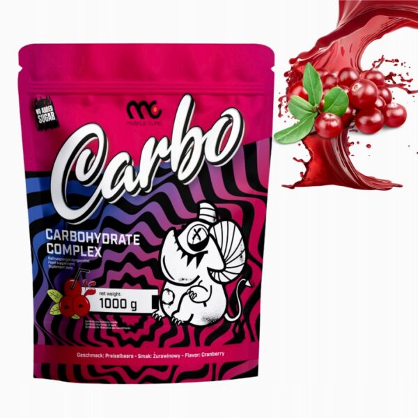 MUSCLE CLINIC SMOOTHIE CARBO 1000 g WĘGLOWODANY - ENERGIA - ŻURAWINA