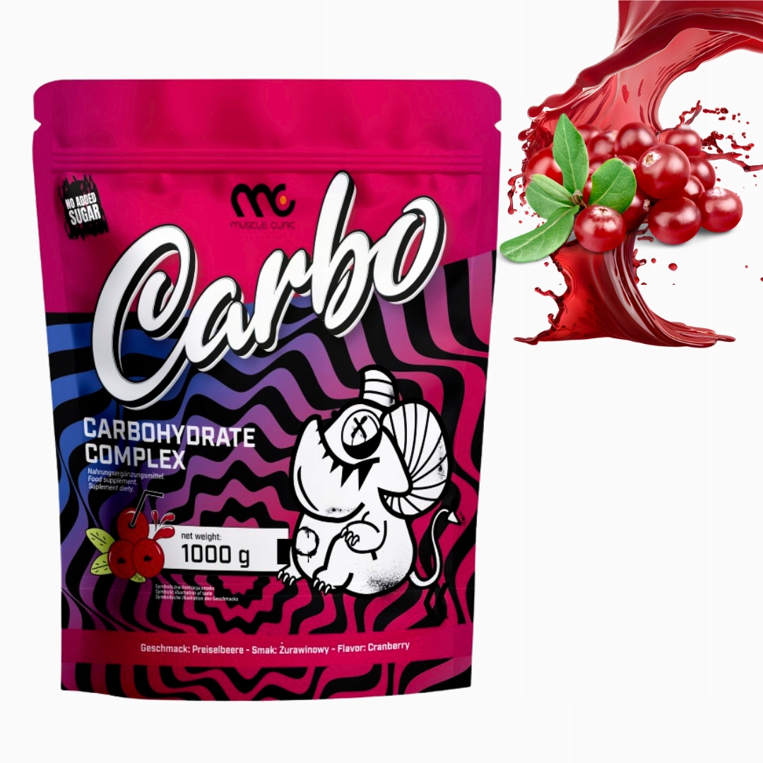MUSCLE CLINIC SMOOTHIE CARBO 1000 g WĘGLOWODANY - ENERGIA - ŻURAWINA