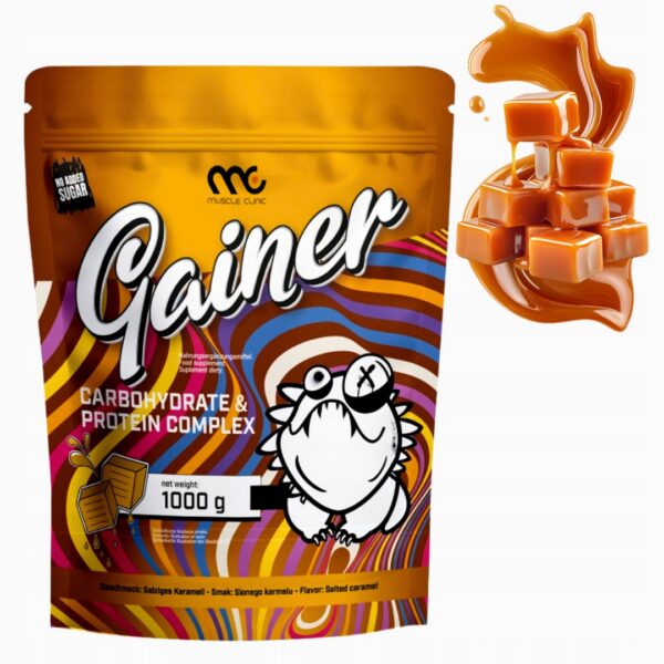 MUSCLE CLINIC SMOOTHIE GAINER 1000 g ODŻYWKA NA MASĘ - SŁONY KARMEL