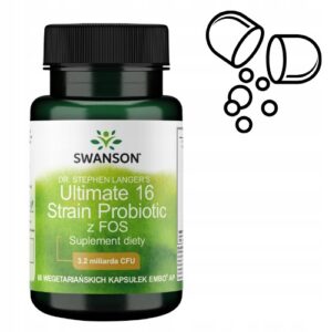 SWANSON ULTIMATE 16 STRAIN PROBIOTIC z FOS 60 VEGE caps.PROBIOTYK ODPORNOŚĆ